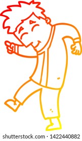 dibujo de línea de gradiente cálido de un hombre bailarín de dibujos animados