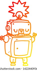 warm gradient line drawing of a cartoon robot