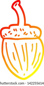 warm gradient line drawing of a cartoon acorn