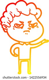 dibujo de línea de gradiente cálido de un hombre enojado