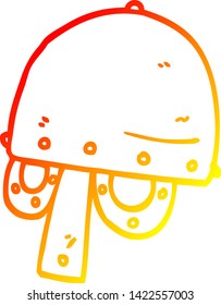 warm gradient line drawing of a cartoon viking helmet
