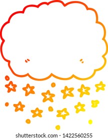 dibujo de línea de degradado cálido de una nube de lluvia de dibujos animados