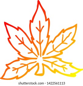 warm gradient line drawing of a cartoon marijuana leaf