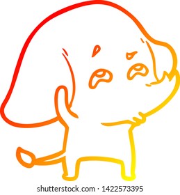 warm gradient line drawing of a cartoon elephant remembering