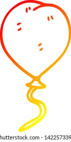 dibujo de línea de degradado cálido de un globo de dibujos animados