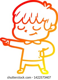 dibujo de línea de gradiente cálido de un niño feliz con dibujos animados