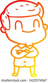 warm gradient line drawing of a cartoon friendly man