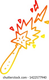 warm gradient line drawing of a cartoon magic wand