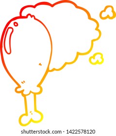 warm gradient line drawing of a cartoon chicken leg