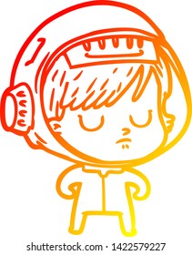 warm gradient line drawing of a cartoon astronaut woman