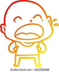 warm gradient line drawing of a cartoon shouting bald man