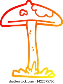 warm gradient line drawing of a cartoon mushroom