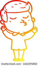 dibujo de línea de gradiente cálido de un tipo de modelo de dibujos animados puliendo