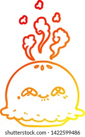 warm gradient line drawing of a cartoon pie