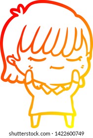 warm gradient line drawing of a cartoon woman