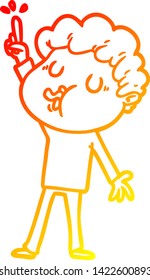 warm gradient line drawing of a cartoon man singing