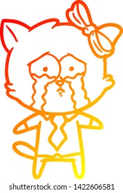 warm gradient line drawing of a cartoon cat