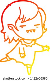 warm gradient line drawing of a cartoon undead vampire girl