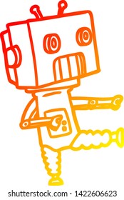 warm gradient line drawing of a cartoon robot