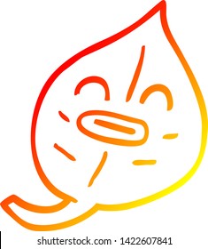 warm gradient line drawing of a cartoon leaf