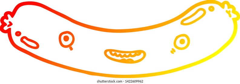 warm gradient line drawing of a cartoon sausage