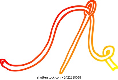 warm gradient line drawing of a cartoon needle and thread