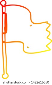 dibujo de línea de degradado cálido de una bandera roja de dibujos animados