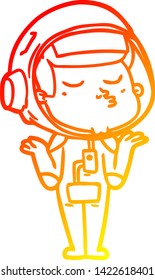warm gradient line drawing of a cartoon confident astronaut