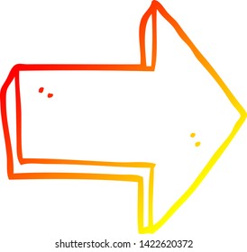 dibujo de línea de degradado cálido de una flecha señaladora de dibujos animados