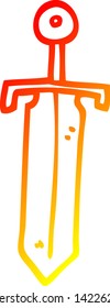 warm gradient line drawing of a cartoon old sword