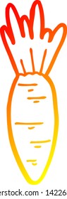 desenho de linha gradiente quente de uma cenoura de desenho animado