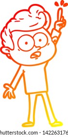 warm gradient line drawing of a cartoon staring man