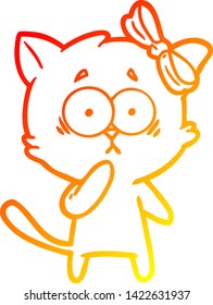 warm gradient line drawing of a cartoon cat