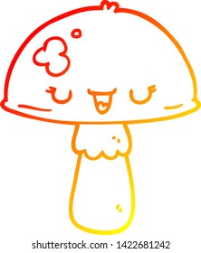 dibujo de línea de degradado cálido de un hongo de dibujos animados
