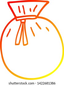 warm gradient line drawing of a cartoon santa sack
