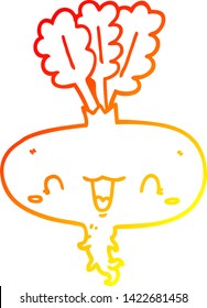 warm gradient line drawing of a cartoon turnip