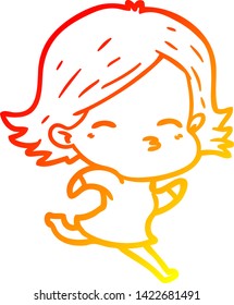 warm gradient line drawing of a cartoon woman