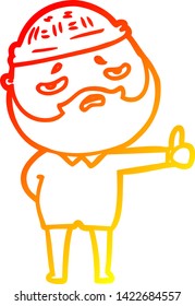 warm gradient line drawing of a cartoon worried man with beard