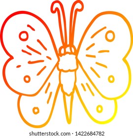 warm gradient line drawing of a cartoon butterfly