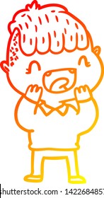 dibujo de línea de gradiente cálido de una caricatura niño feliz riendo