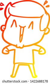 warm gradient line drawing of a cartoon excited man
