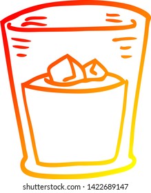 warm gradient line drawing of a cartoon whisky glass