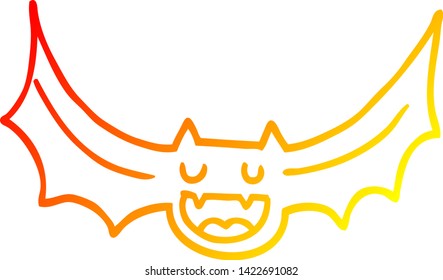 warme Farbverlauf-Linienzeichnung einer Cartoon-Fledermaus