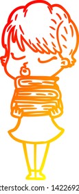 warm gradient line drawing of a cartoon woman with eyes shut