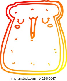 warm gradient line drawing of a cartoon toast