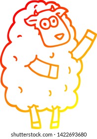 dibujo de línea de degradado cálido de una oveja de dibujos animados