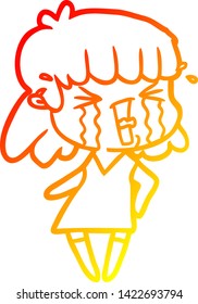 warm gradient line drawing of a cartoon woman