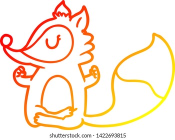warm gradient line drawing of a cartoon fox meditating