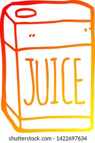warm gradient line drawing of a cartoon juice box