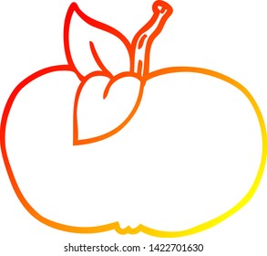 dibujo de línea de degradado cálido de una manzana jugosa de caricatura